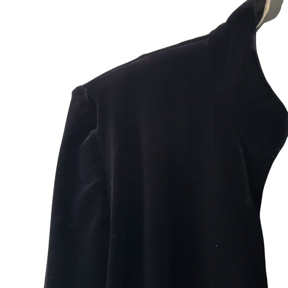 Vintage Alex Evenings Womens Black Velvet Open Front Blazer M Shoulder Pads 90s - Picture 3 of 10